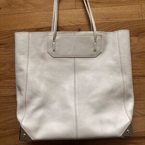 Alexander Wang Leather Tote Bag in Off-White